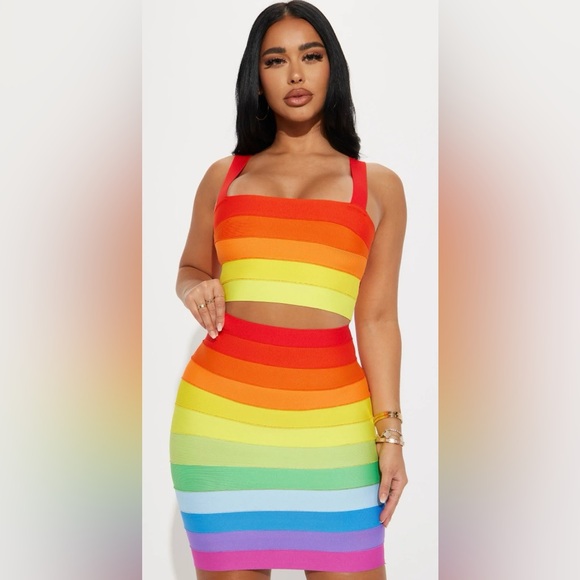 Fashion Nova Dresses & Skirts - NWT Rainbow Bandage Set size 1x